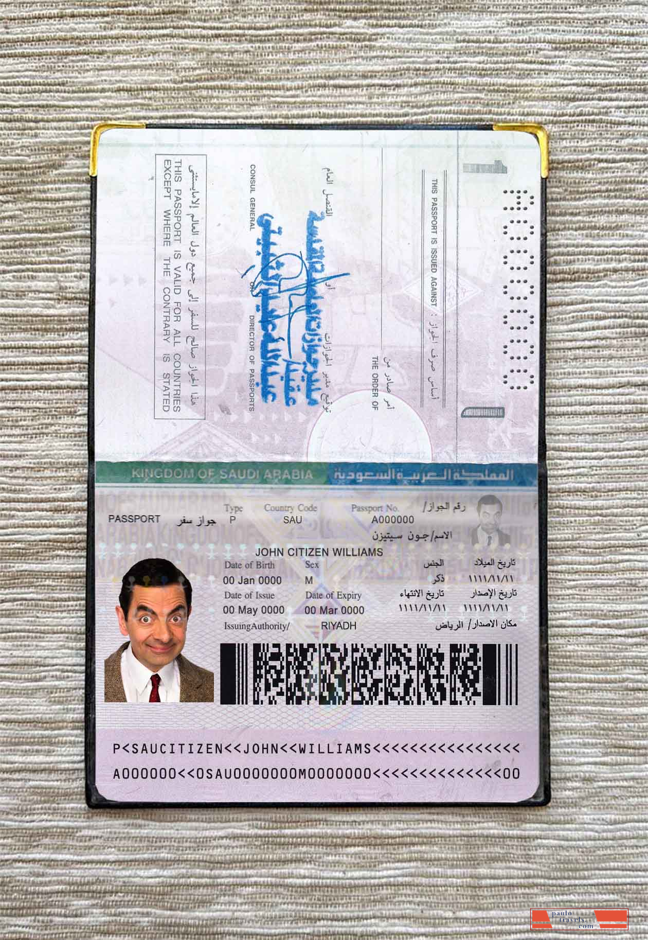 Saudi Arabia passport photo look PSD template